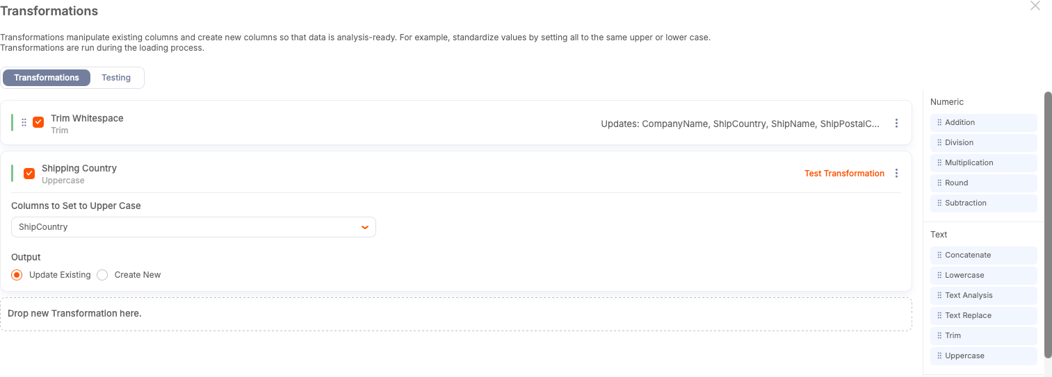 Uppercase transformation